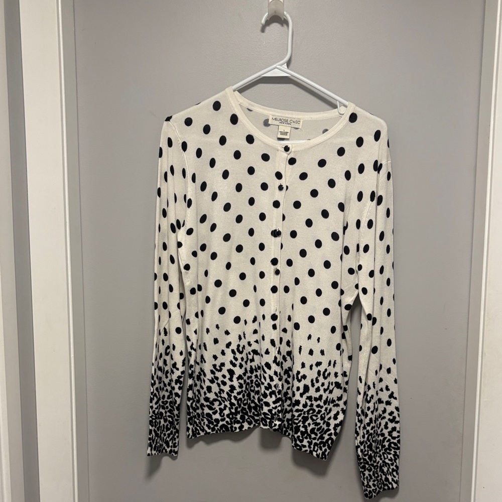 NWOTMelrose Chic Black and White Polka Dot Button Down Cardigan